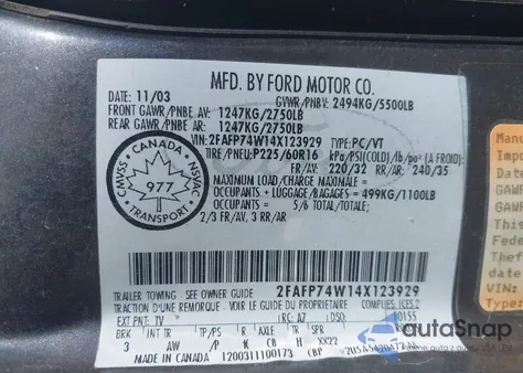 2004 Ford Crown Victoria Lx from USA, damaged, VIN 2FAFP74W14X123929